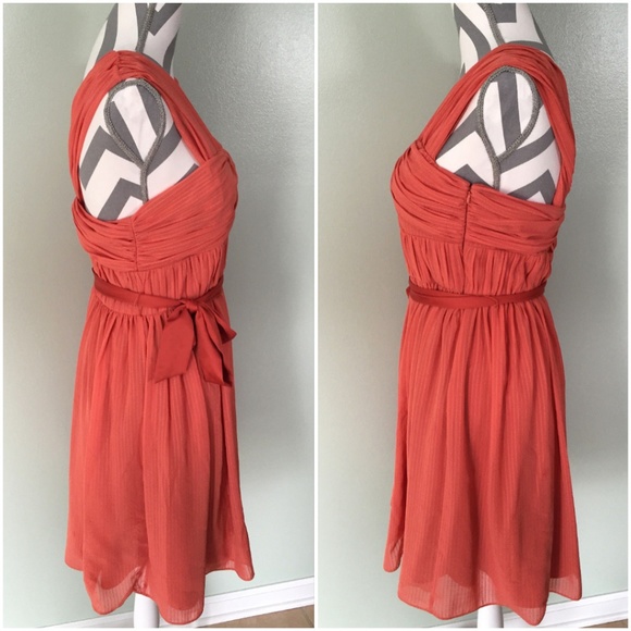 Last Chance!! BCBGeneration Coral Belted Wrap Chiffon Dress 10 - Picture 2 of 3